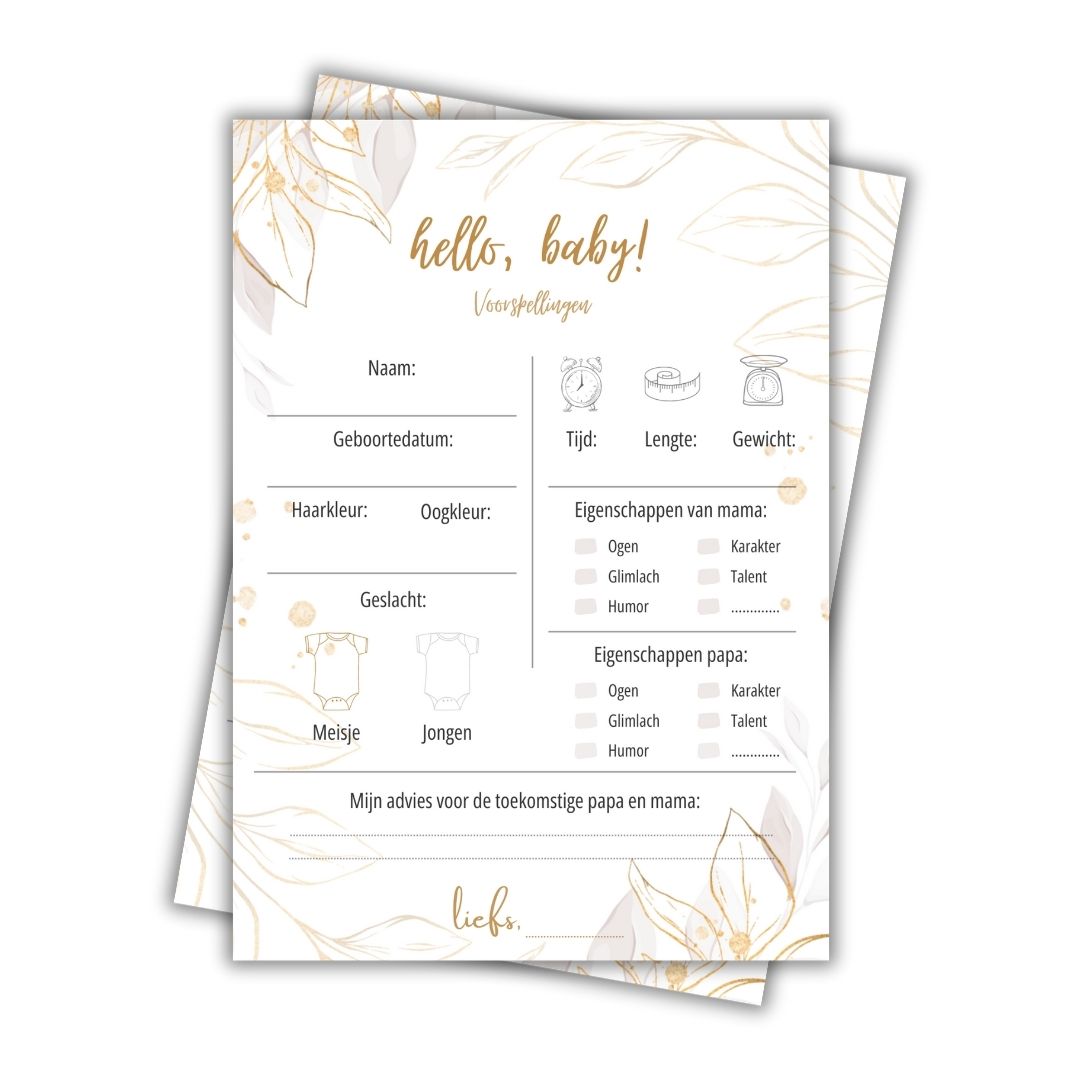 Babyshower invulkaarten - set van 10