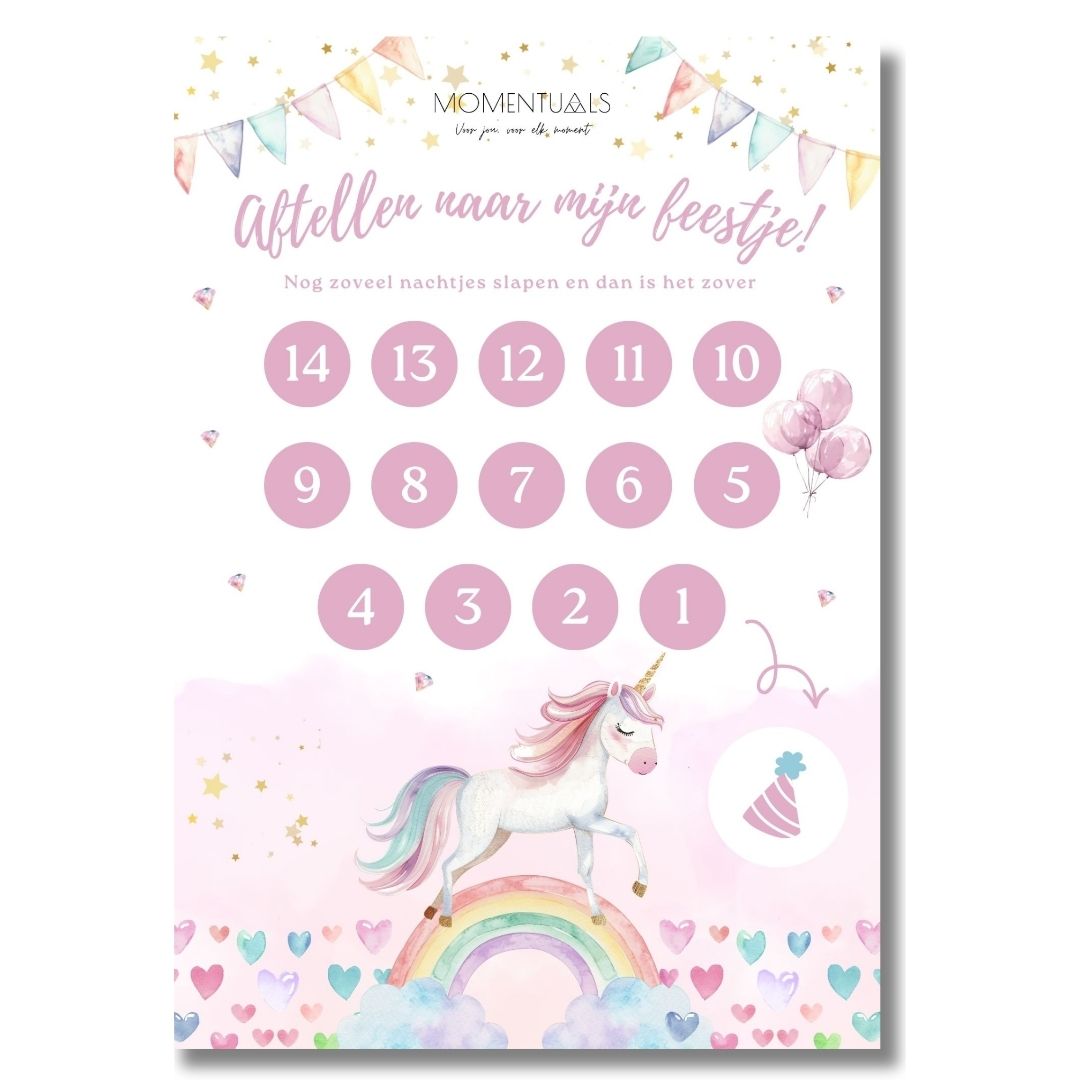 Aftelkalender verjaardag-unicorn
