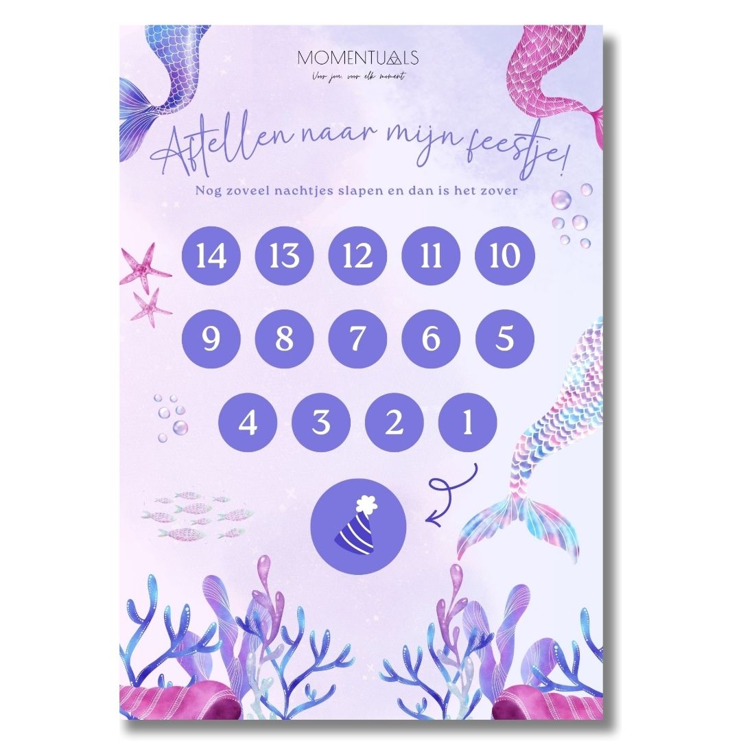 Aftelkalender verjaardag zeemeermin thema