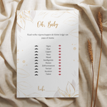 Interactieve babyshower activiteit invulkaarten eigenschappen raden van baby