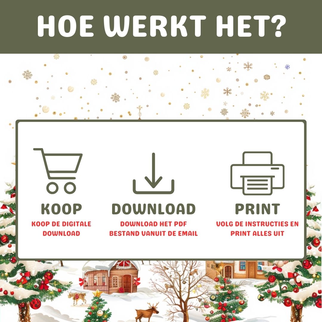 Printbaar kerst dobbelbingo spel printable uitleg