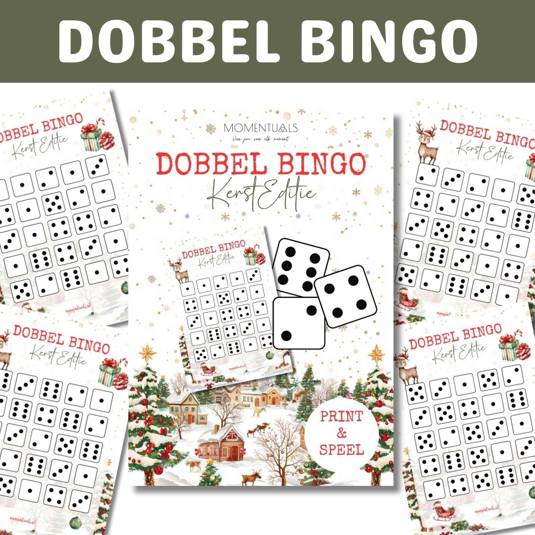 Dobbel bingo kerstspel om te printen - kerst editie