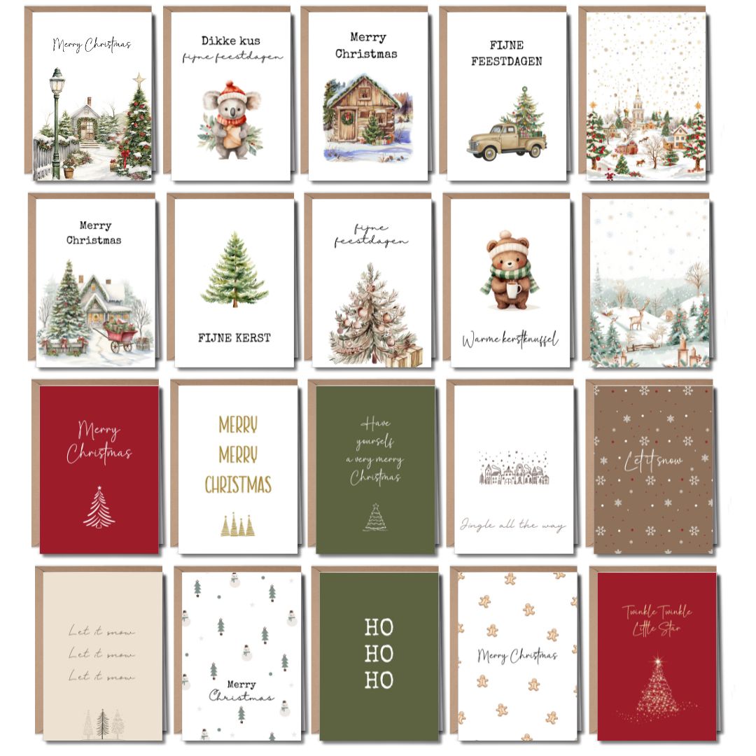Kerstkaarten-2025-20stuks-kerst-met enveloppen