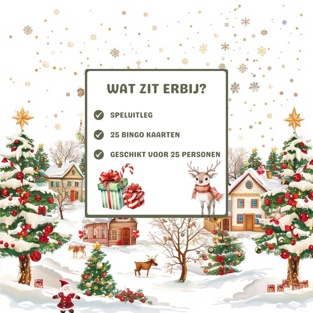 Kerst dobbel bingo inhoud