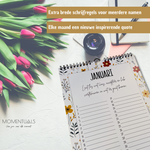 Verjaardagskalender wc zonder jaartal – ongedateerd en herbruikbaar met elegant Spring Floral design vol kleurrijke bloemen