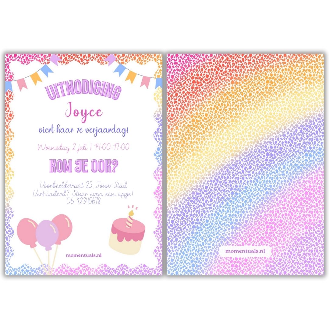 Uitnodiging-Kinderfeestje-zelf-maken-canva-party paars