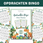 Voorbeeld van dino opdrachten bingo met bingokaarten voor kinderen